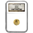 1999-W 1/10 oz Gold American Eagle MS-70 NGC (W Variety) 1999-W 1/10 oz Gold American Eagle MS-70 NGC (W Variety)